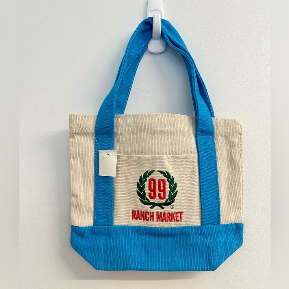 Blue and Cream Tote Bag